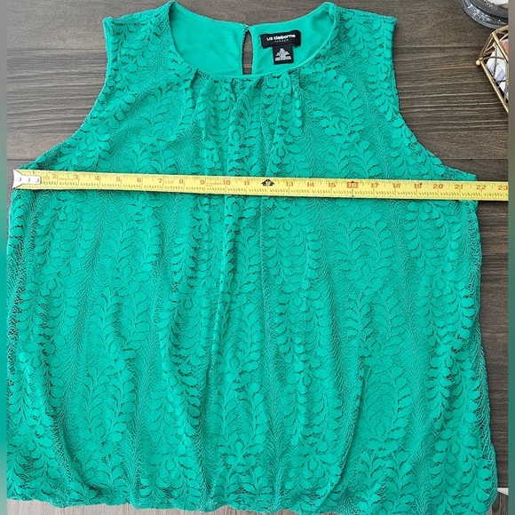 Vintage Liz Claiborne Career Green Lace Sleeveless Shirt - Picture 6 of 6